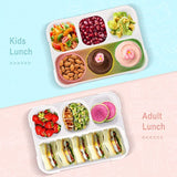 Leak Proof 4 Compartment Lunch Box Reusable Microwave Freezer Safe Food Containers with Spoon for Adults Kids to School Work Picnic Travel, Dish Tray Tiffin Box for Office (4 Compartment)