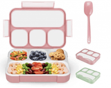 Leak Proof 4 Compartment Lunch Box Reusable Microwave Freezer Safe Food Containers with Spoon for Adults Kids to School Work Picnic Travel, Dish Tray Tiffin Box for Office (4 Compartment)